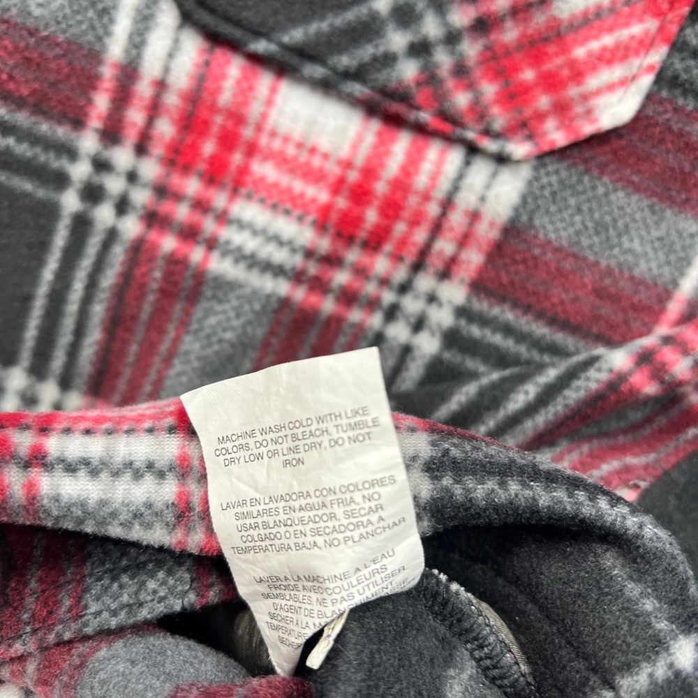 Wrangler Fleece Shirt Mens Medium Red Black Plaid Authentics Long Sleeve Button - Picture 7 of 16